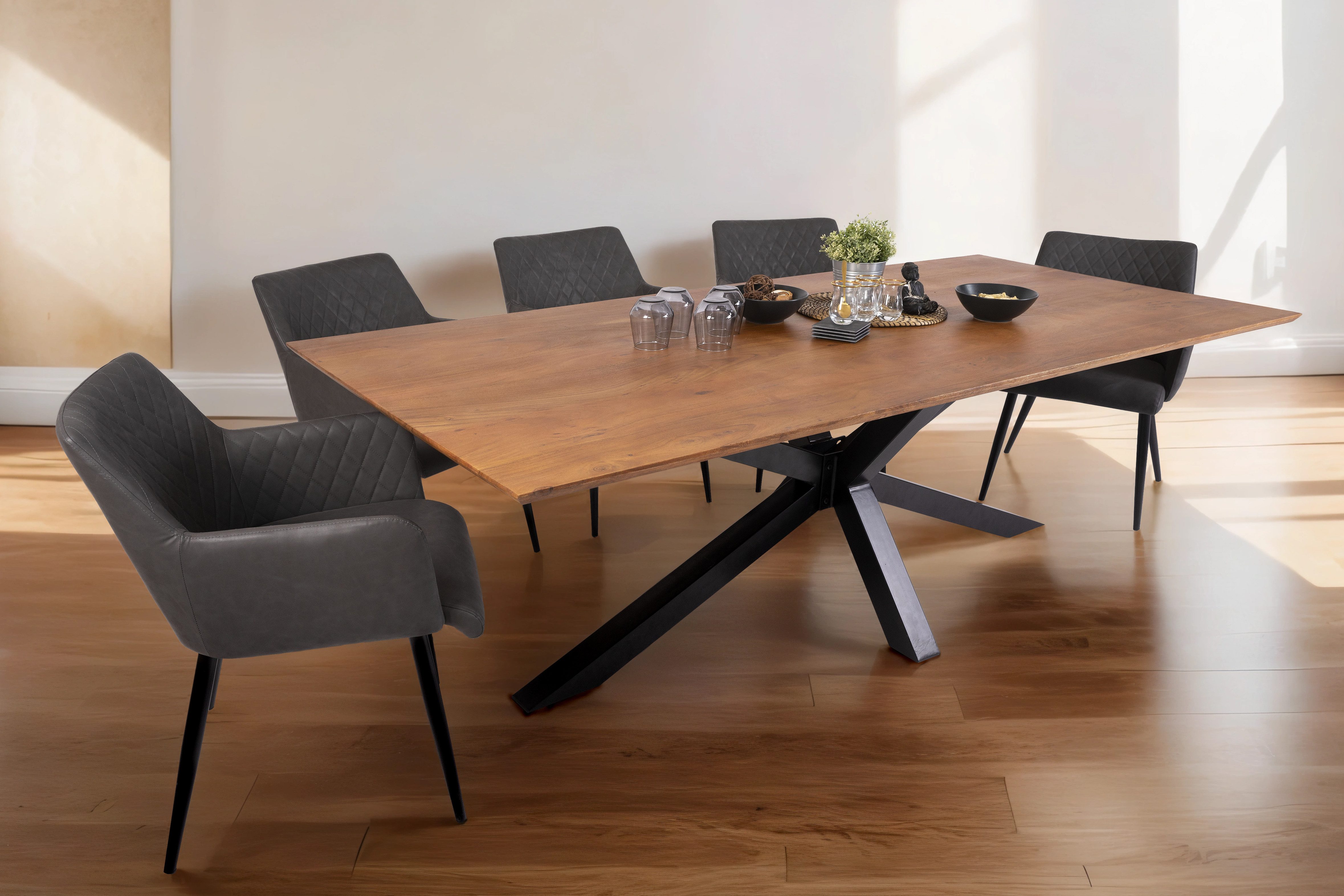 Loreno® Esstisch Abby, Akazienholz, Schweizer Kante, günstig online kaufen