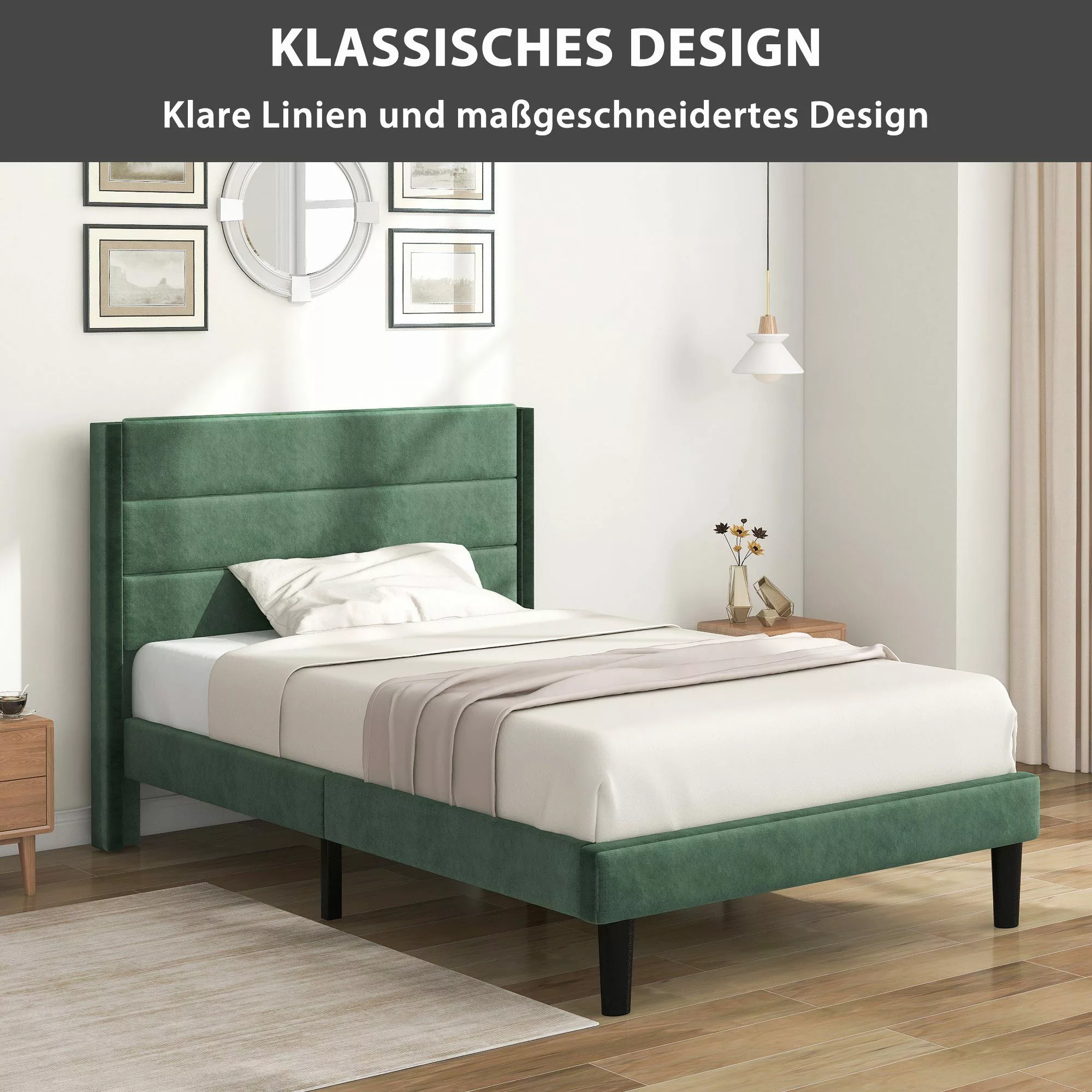 Flieks Polsterbett, gepolstertes Einzelbett Textilbezug Samt, günstig online kaufen