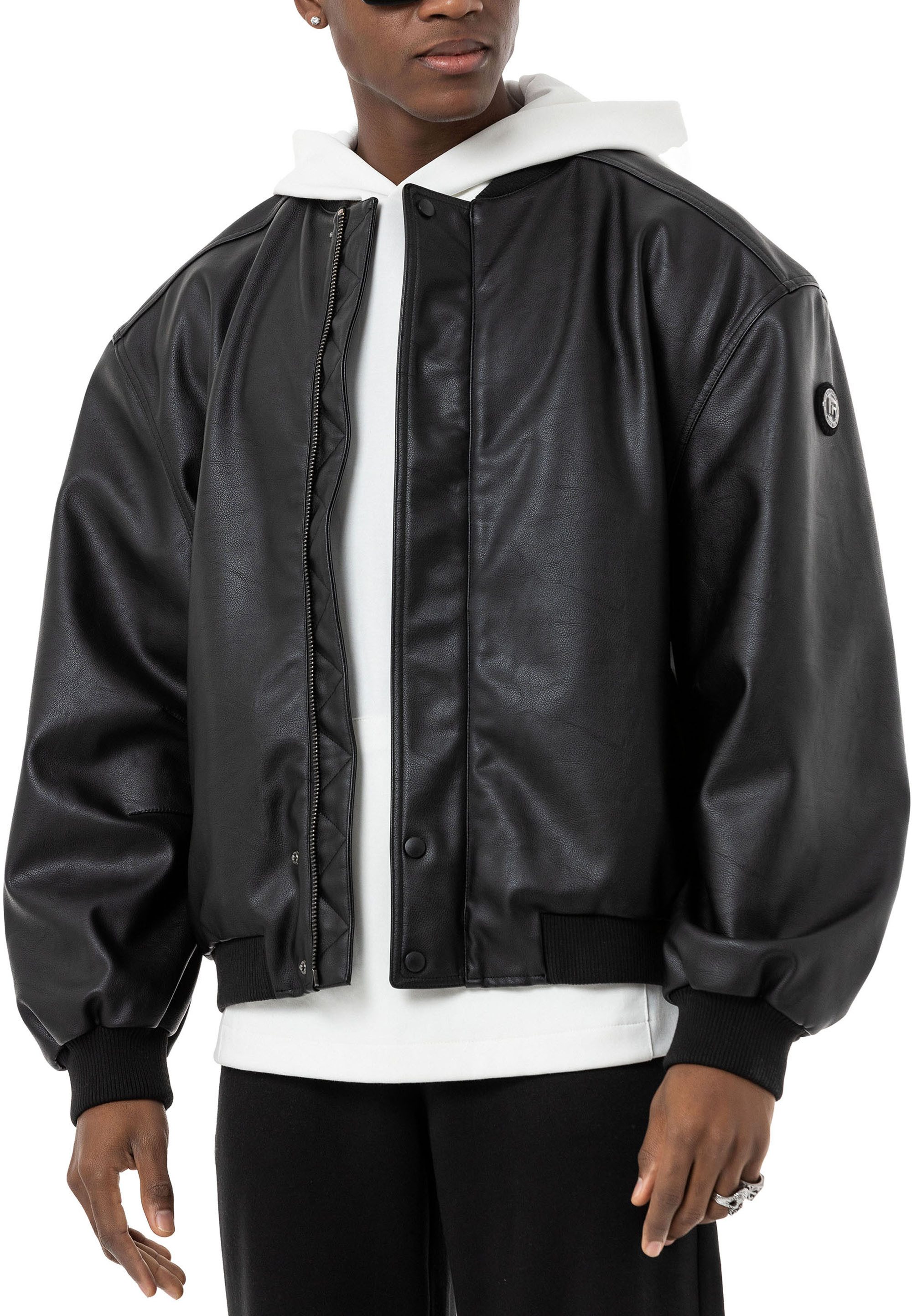 RedBridge Lederimitatjacke Herren Kunstleder Bomberjacke Oversize günstig online kaufen
