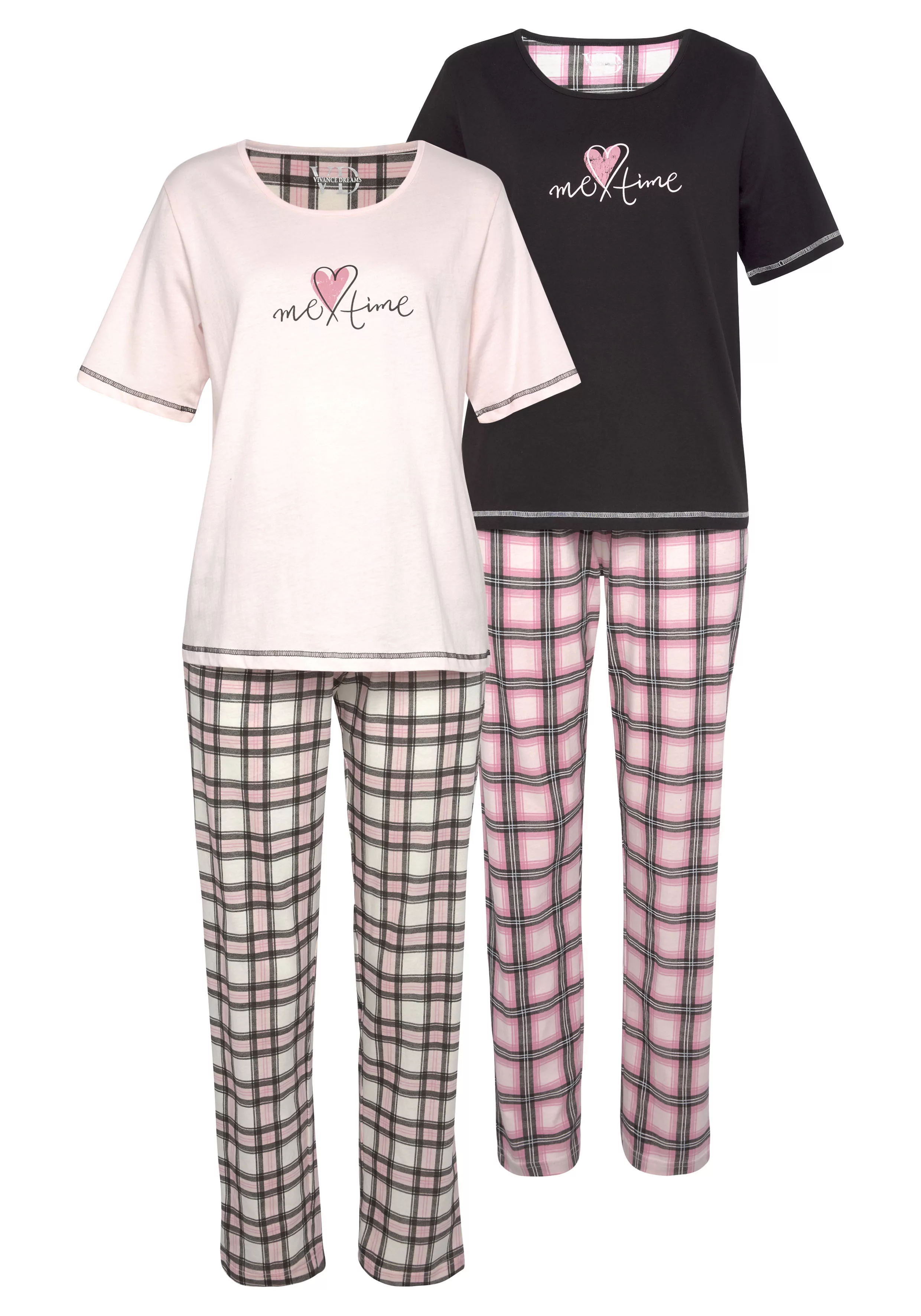 Vivance Dreams Pyjama, (Packung, 4 tlg.), im Doppelpack mit Karomuster günstig online kaufen
