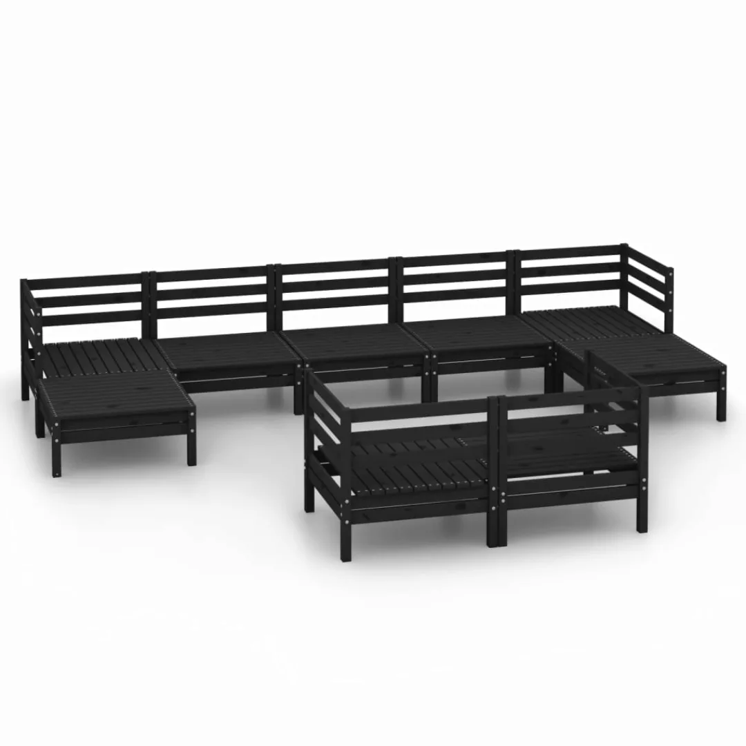 9-tlg. Garten-lounge-set Schwarz Massivholz Kiefer günstig online kaufen