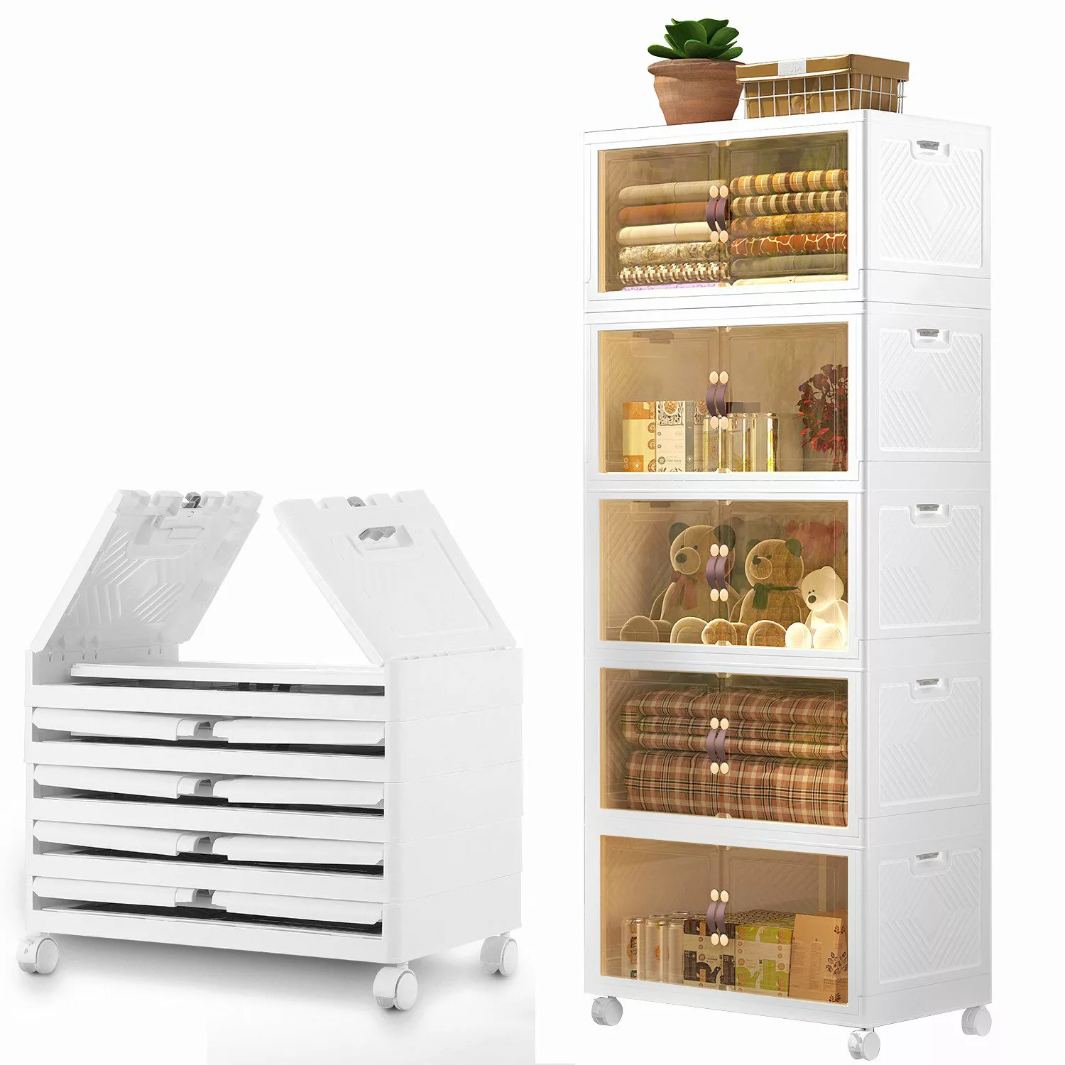 LOVONLIVE Aufbewahrungsbox Multifunktionsschrank, faltbarer Lagerschrank, 4 günstig online kaufen