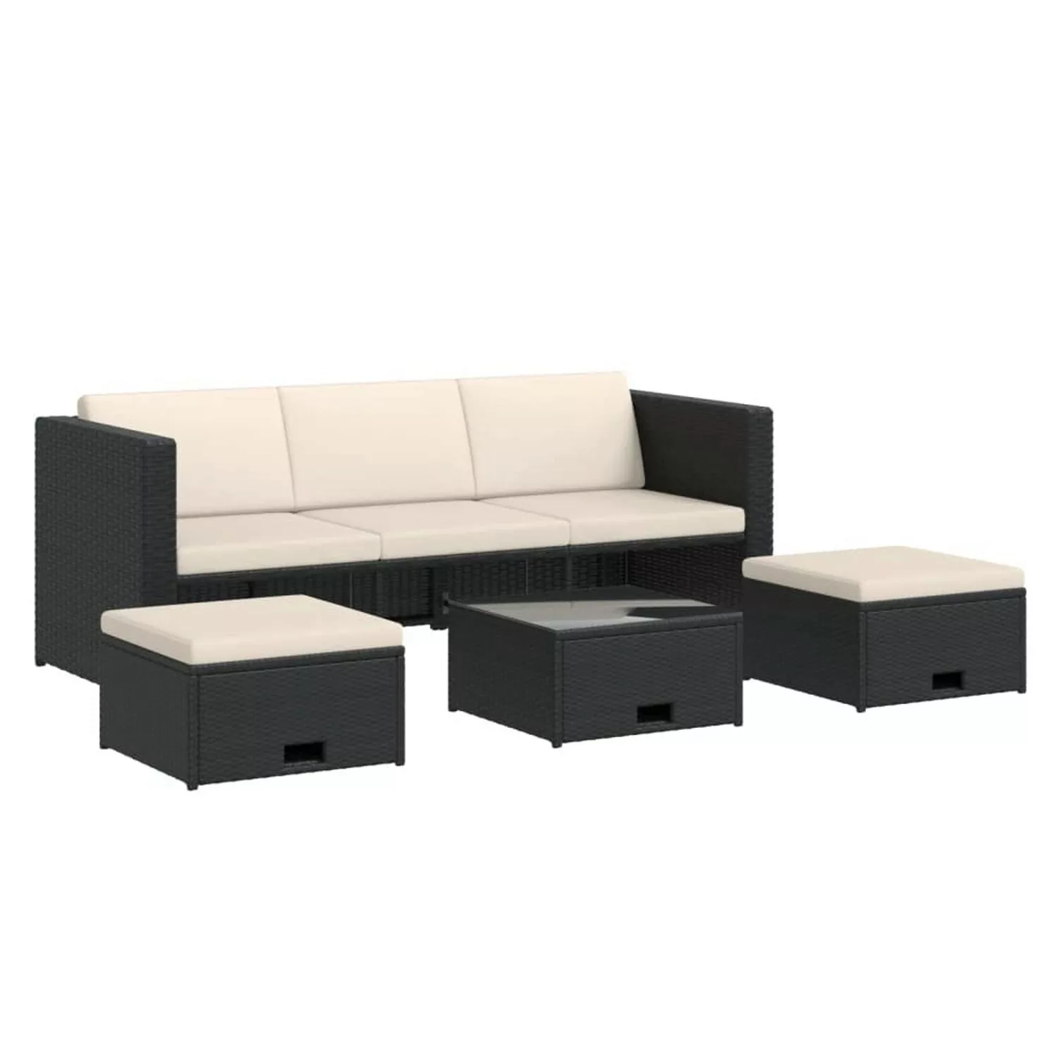 4-tlg. Garten-lounge-set Mit Auflagen Poly Rattan Schwarz günstig online kaufen