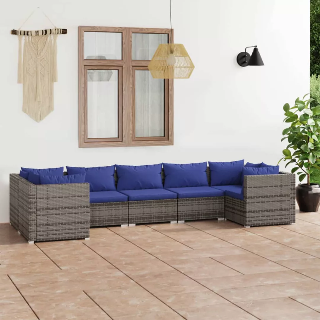 Vidaxl 7-tlg. Garten-lounge-set Mit Kissen Poly Rattan Grau günstig online kaufen