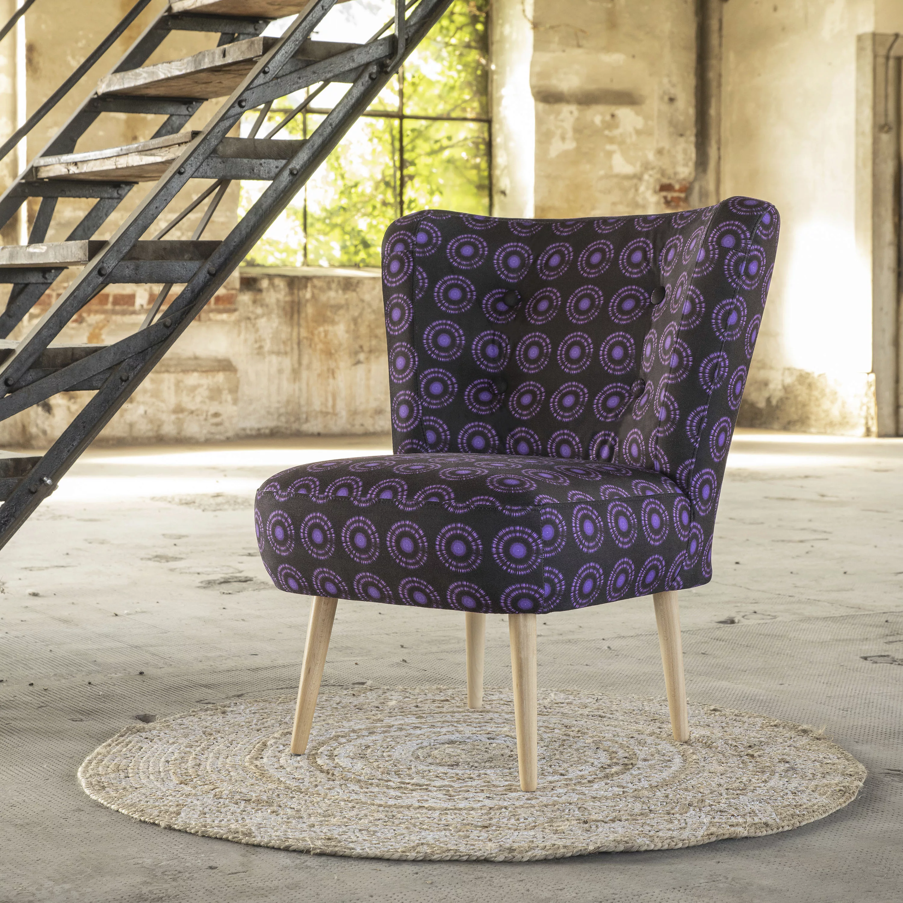 Max Winzer Sessel "Nikki", im Retrolook, mit Designerstoff von Andreea Boye günstig online kaufen