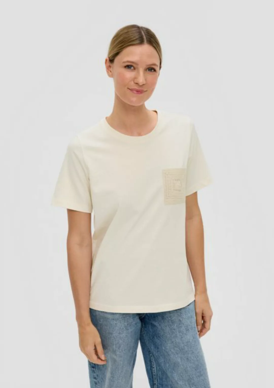 s.Oliver Kurzarmshirt T-Shirt mit Häkel-Detail günstig online kaufen