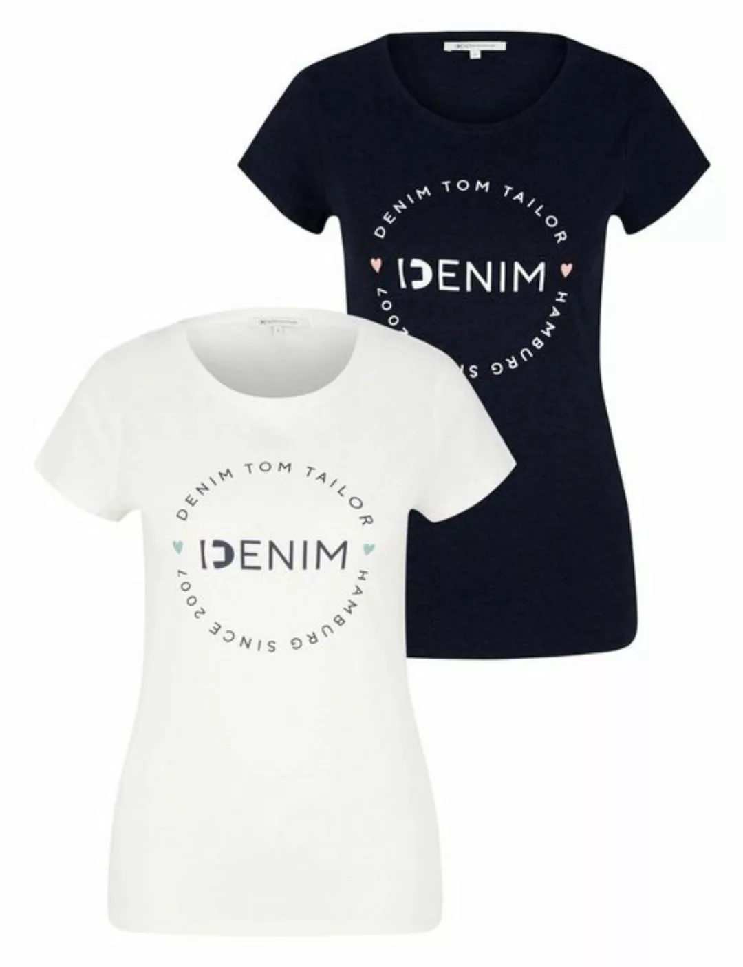 TOM TAILOR Denim T-Shirt (2-tlg) Plain/ohne Details günstig online kaufen