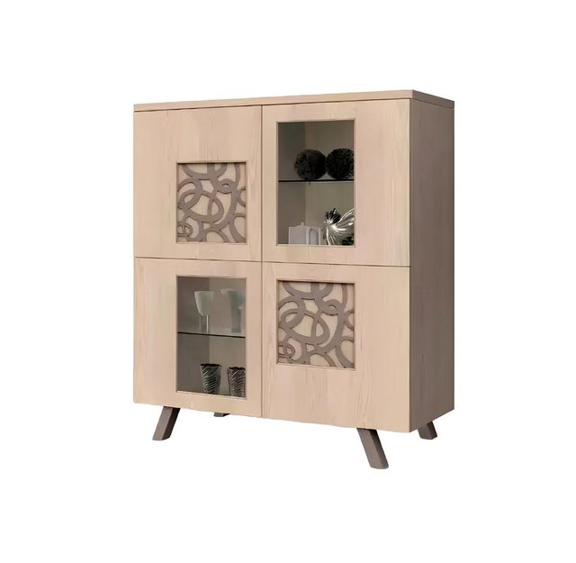 Xlmoebel Vitrine Neue Deluxe Wohnzimmer Glas Standvitrine in Beige. (Vitrin günstig online kaufen