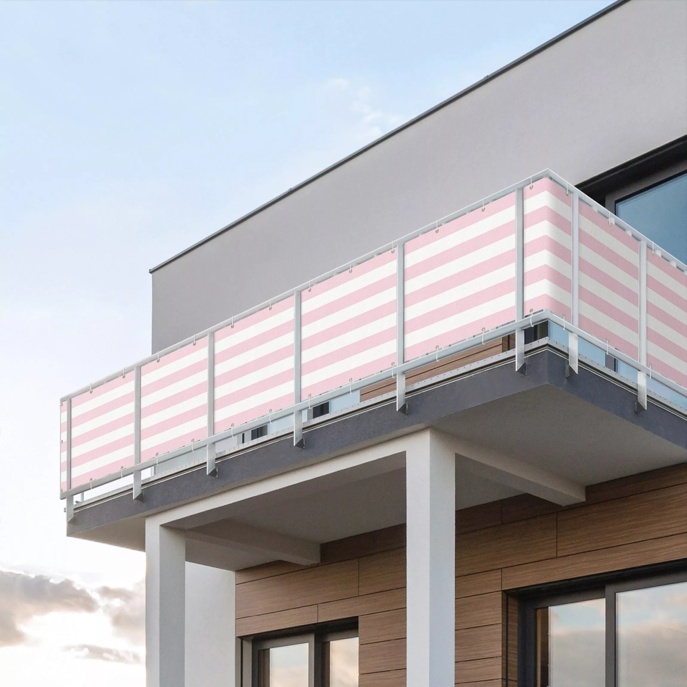 Balkon Sichtschutz Querstreifen in Rosé günstig online kaufen