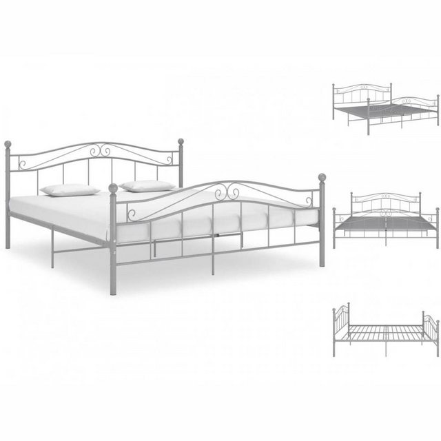 vidaXL Bettgestell Bett Grau Metall 200x200 cm Bettrahmen Bettgestell günstig online kaufen