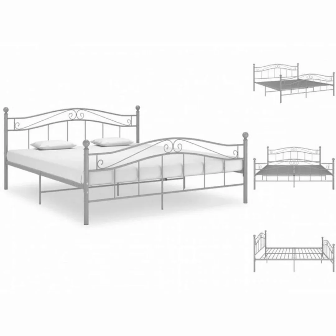 vidaXL Bettgestell Bett Grau Metall 200x200 cm Bettrahmen Bettgestell günstig online kaufen