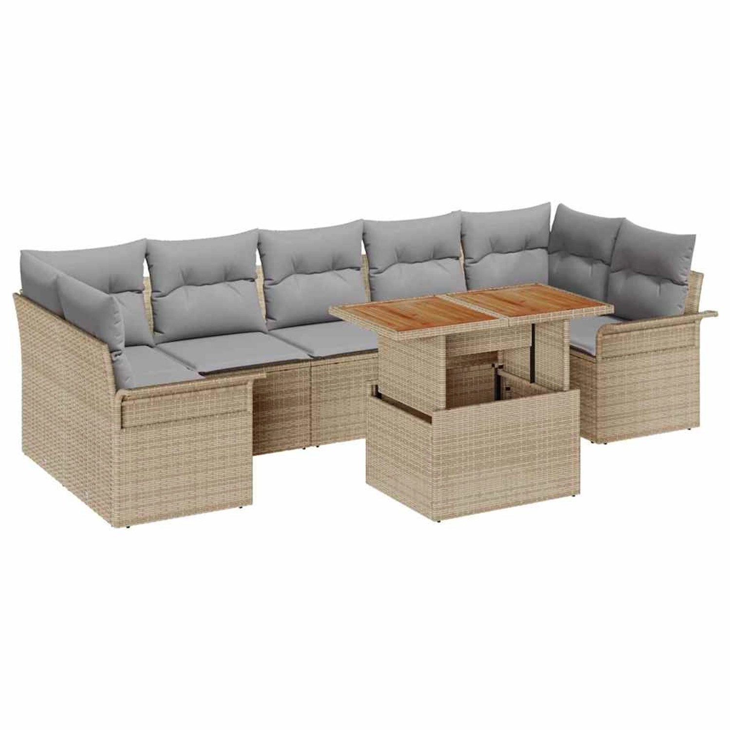 vidaXL Garten-Sofa-Set mit Speicher 8-Tlg Beige Poly Rattan 3358037 günstig online kaufen