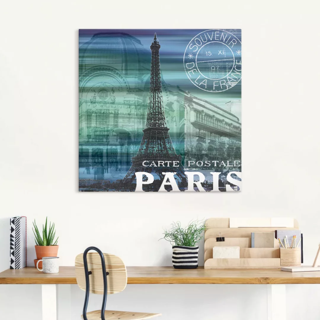 Artland Leinwandbild "Paris Collage - grün", Gebäude, (1 St.), auf Keilrahm günstig online kaufen