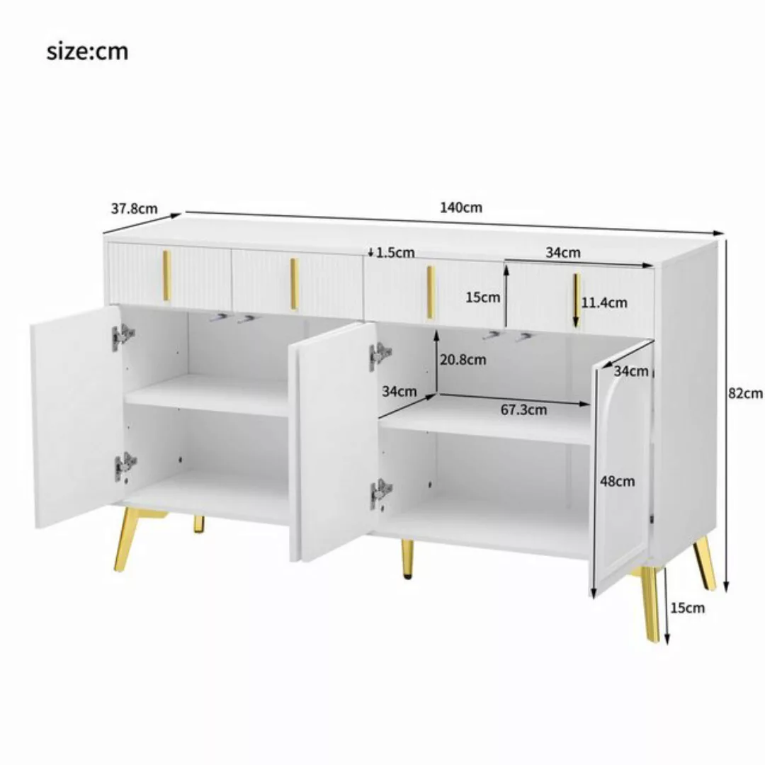 Furnishings Home Beistellschrank Weißer / Schwarzer Spind (Set, Schrank + 4 günstig online kaufen