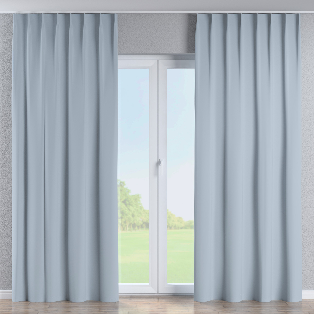 Vorhang mit flämischen 1-er Falten, blau-grau, Blackout 300 cm (269-49) günstig online kaufen