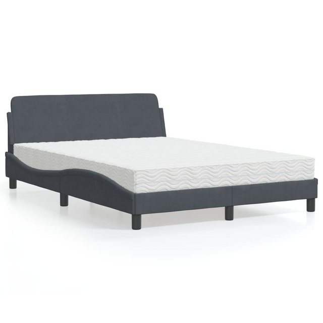 vidaXL Bett Bett mit Matratze Dunkelgrau 120x200 cm Samt günstig online kaufen