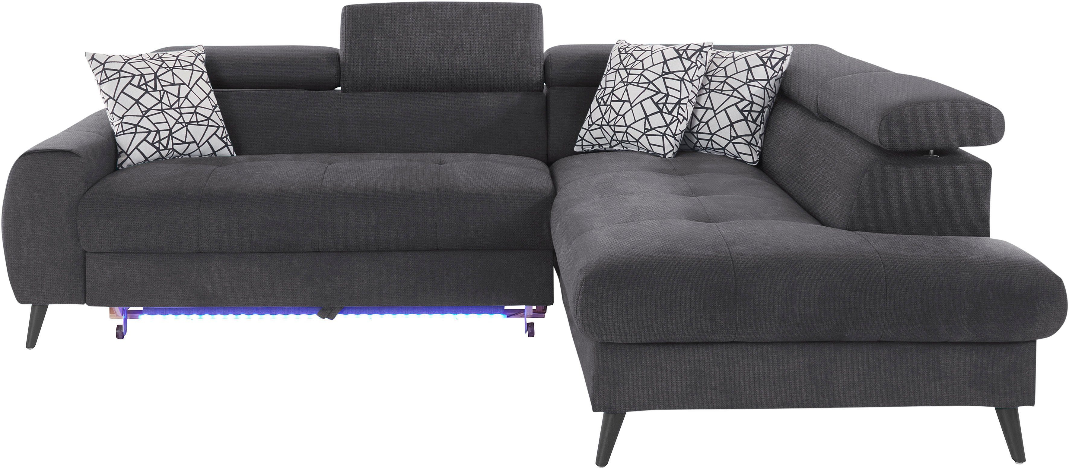 COTTA Ecksofa "Mia L-Form mit 3 Zierkissen", wahlweise mit Bettfunktion, Be günstig online kaufen