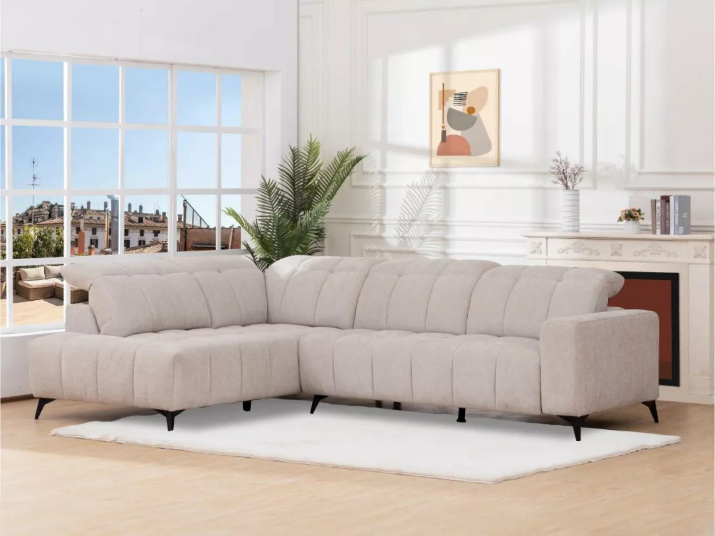 Eckrelaxsofa elektrisch - Ecke links - mit ausziehbarer Sitzfläche - Stoff günstig online kaufen