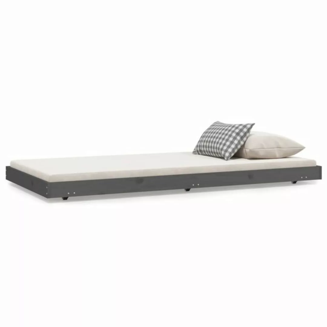 furnicato Bett Massivholzbett Grau 75x190 cm Kiefer günstig online kaufen