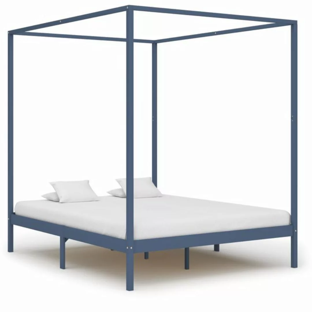 Himmelbett-gestell Grau Massivholz Kiefer 180 X 200 Cm günstig online kaufen