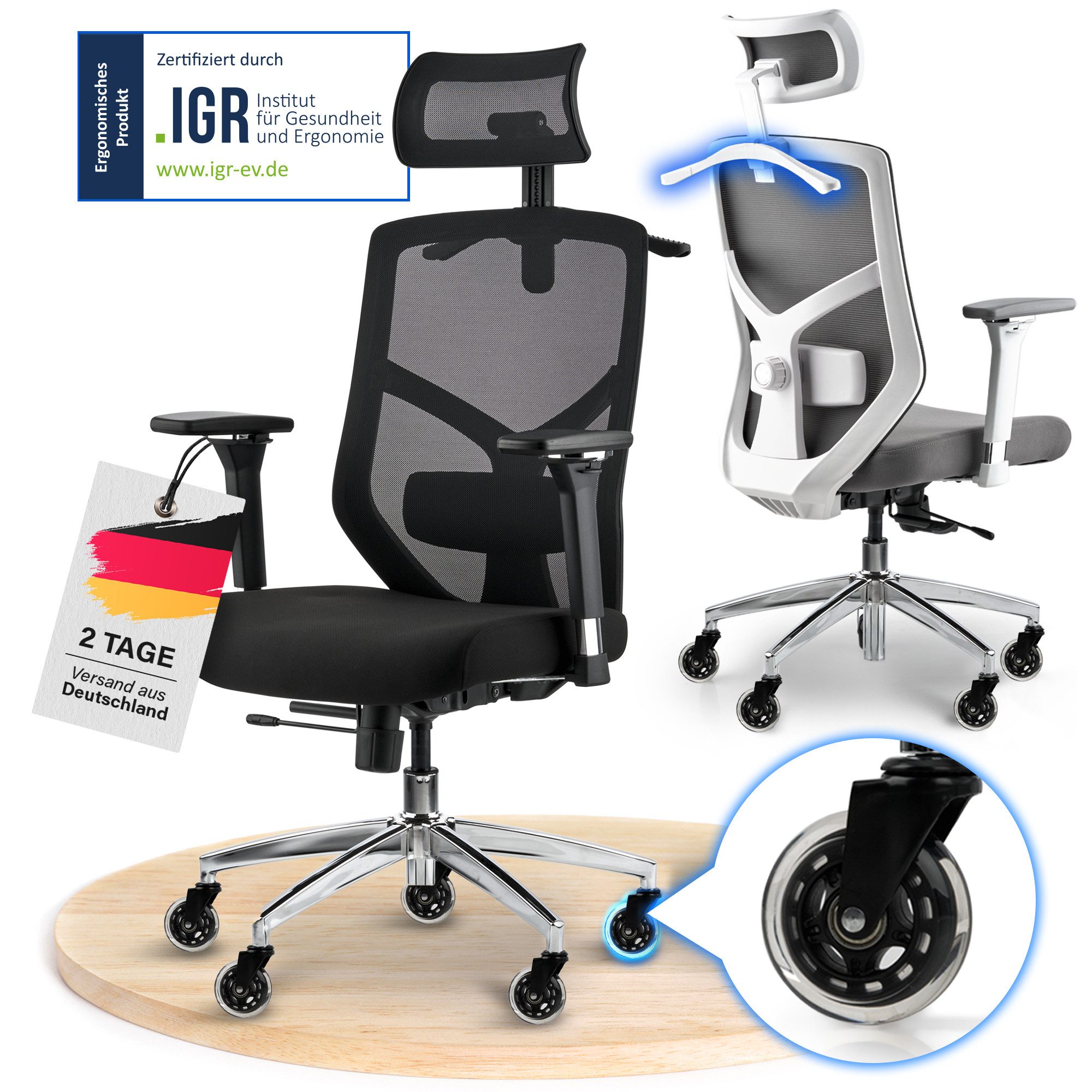 ELITESEATS Bürostuhl Ergonomisch [TESTSIEGER] Kratzerfreie Rollen günstig online kaufen