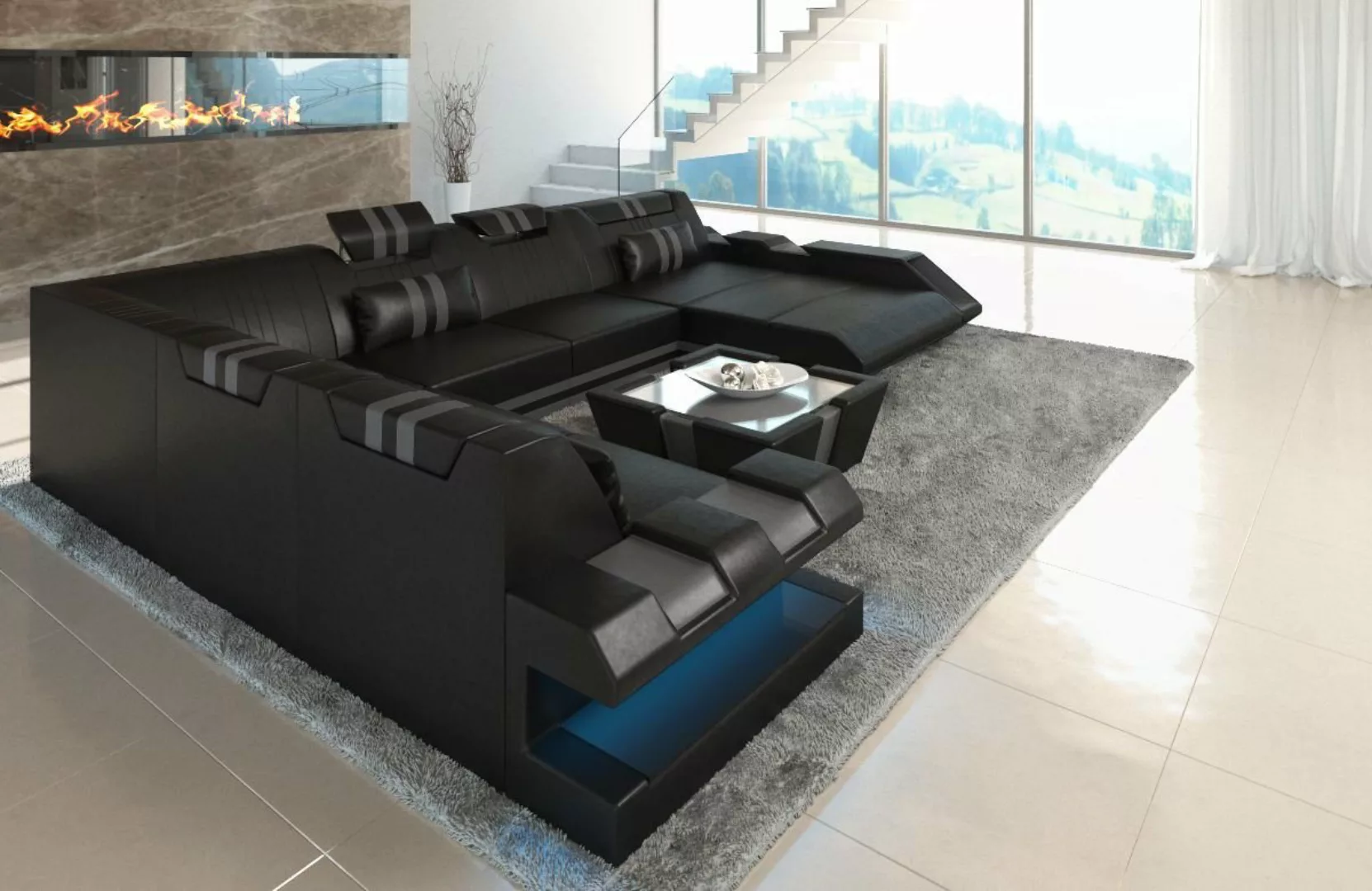 Sofa Dreams Wohnlandschaft Leder Ledercouch Sofa Apollonia XXL U Form Leder günstig online kaufen