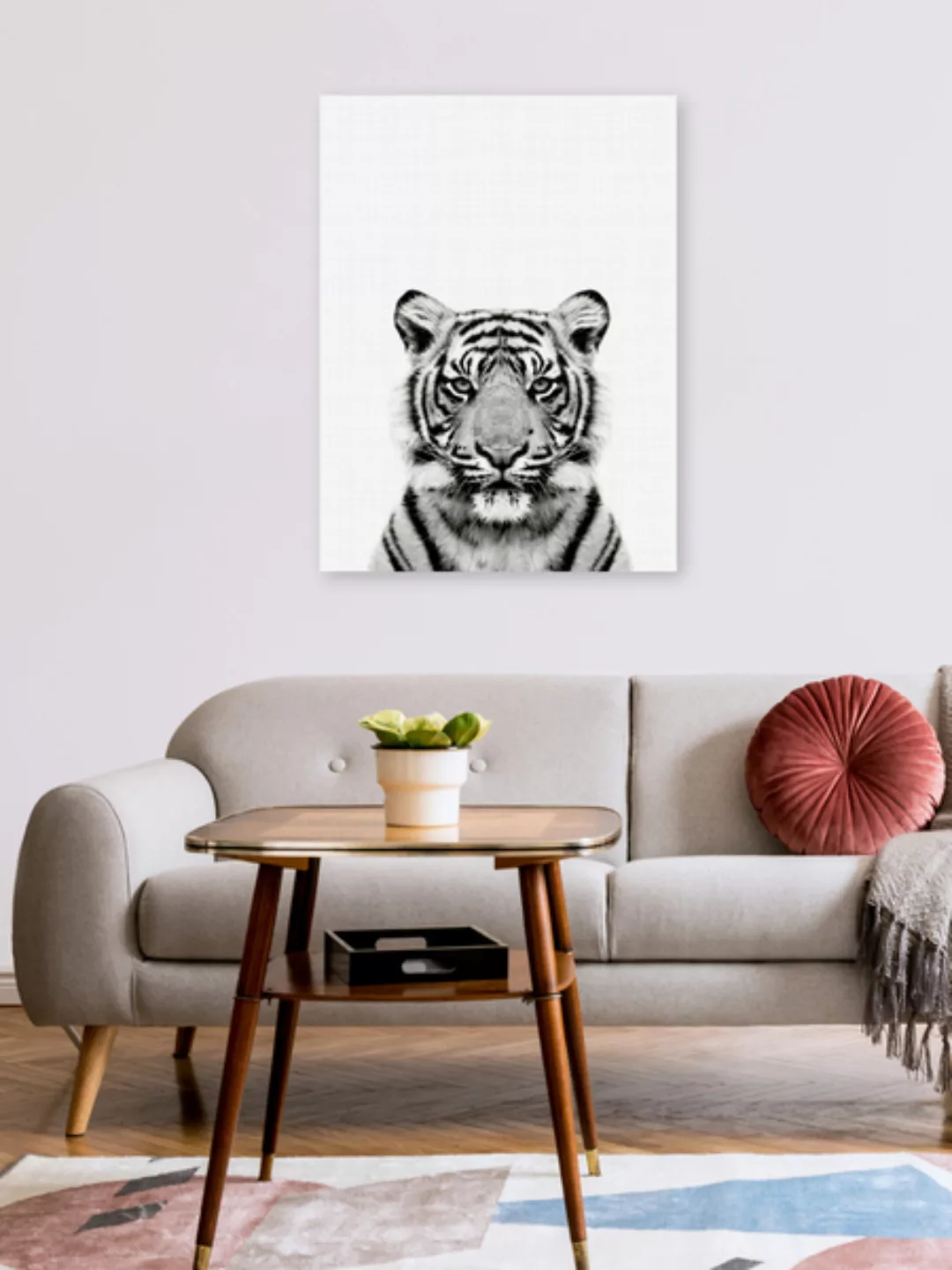 Poster / Leinwandbild - Tiger (Black And White) günstig online kaufen