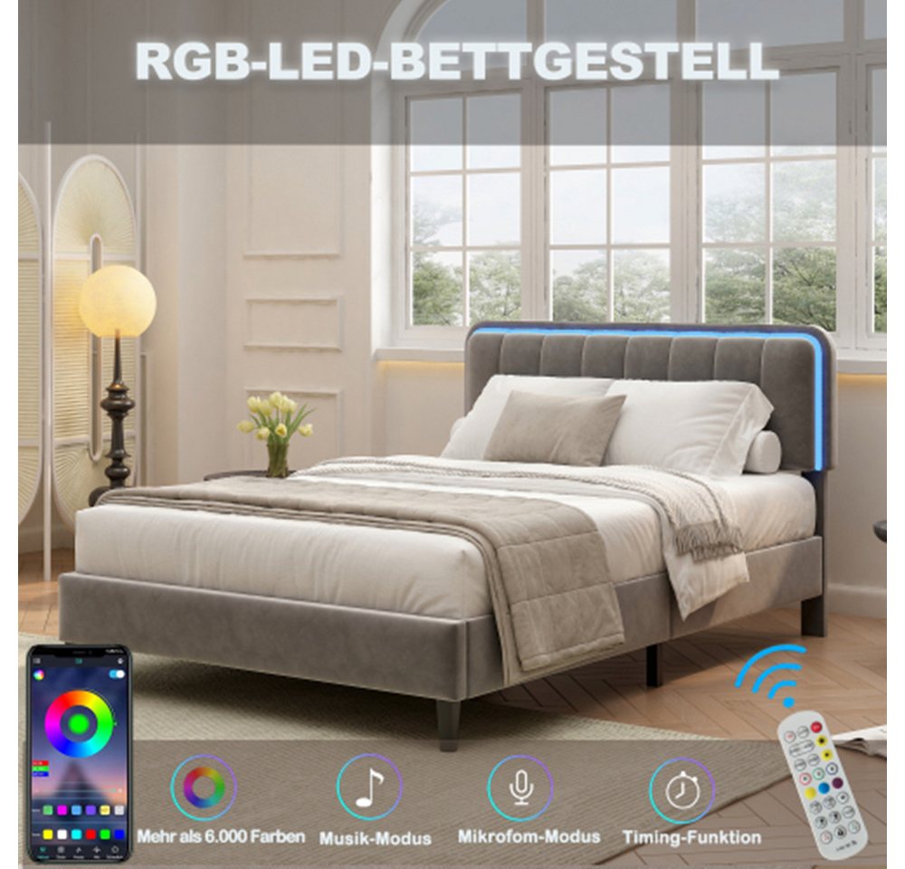 XDeer Polsterbett Polsterbett 140*200, Nachttisch mit farbwechselnden LED-L günstig online kaufen