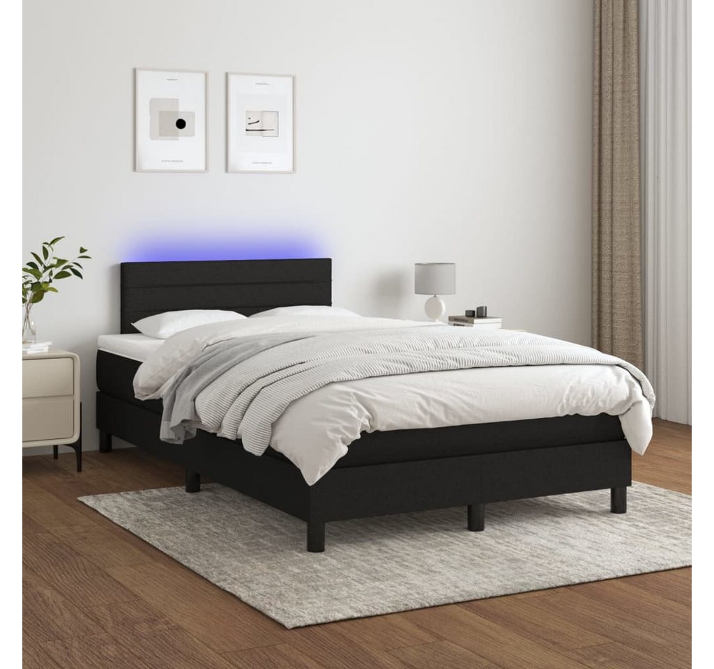 vidaXL Boxspringbett Boxspringbett mit Matratze LED Schwarz 120x200 cm Stof günstig online kaufen