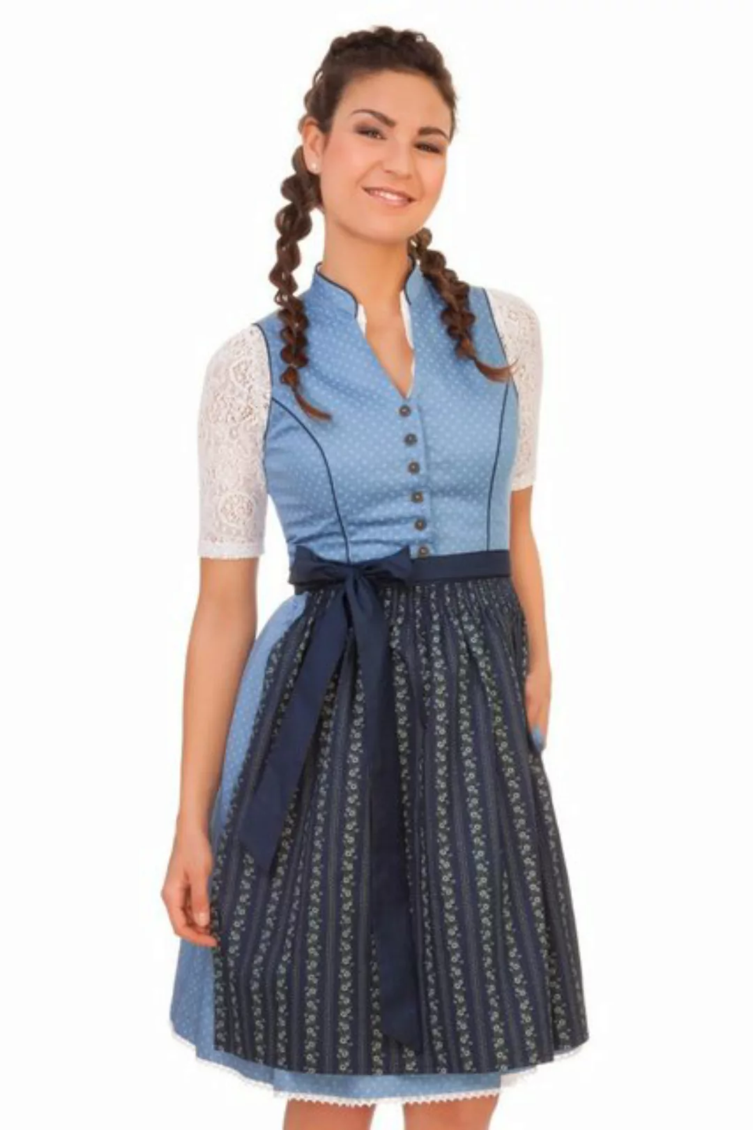 Alpenfee Tracht Dirndl Retro Dirndl 2tlg. - NEELE - hellblau/marine günstig online kaufen