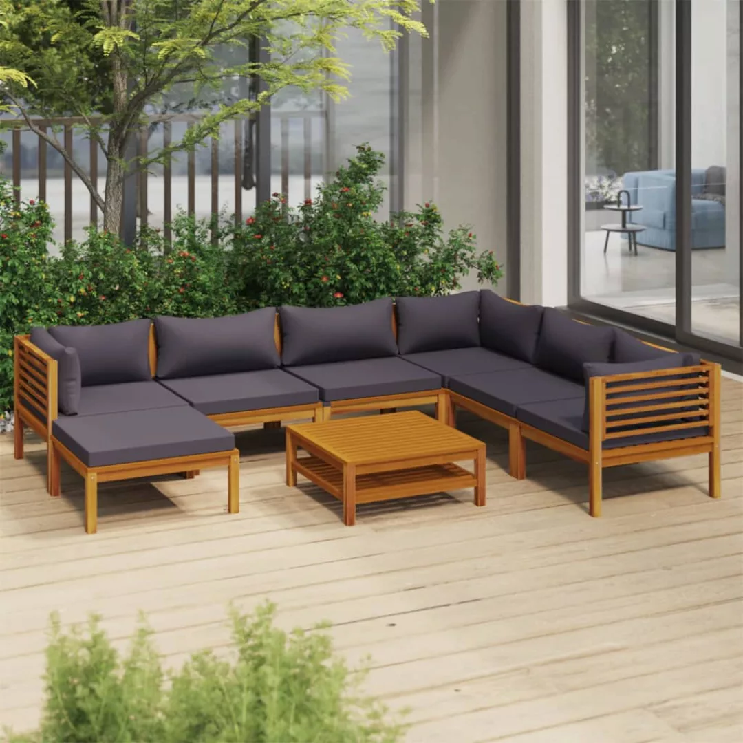 8-tlg. Garten-lounge-set Mit Auflage Massivholz Akazie günstig online kaufen