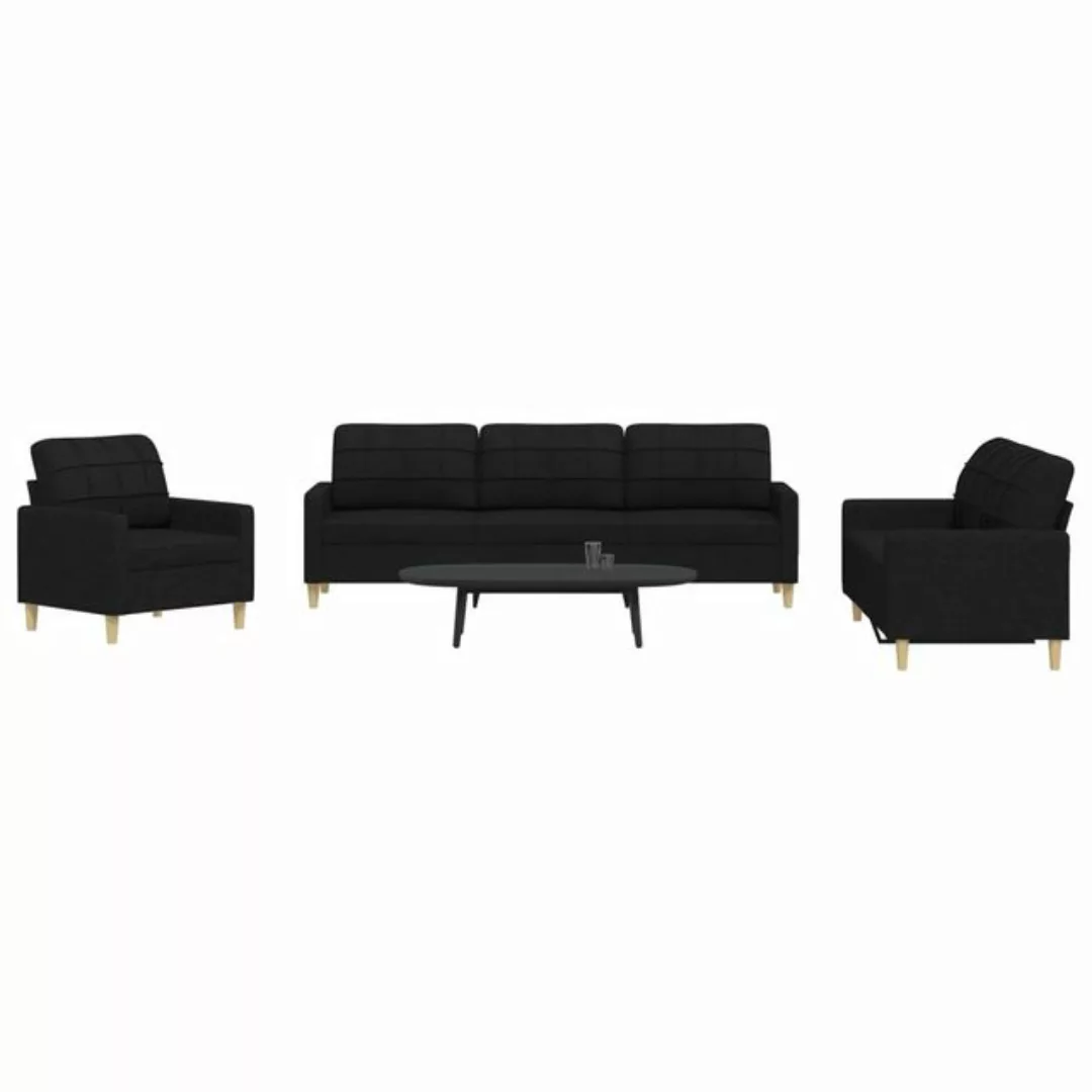 vidaXL 3-Tlg Sofagarnitur Schwarz Stoff 2162848 günstig online kaufen