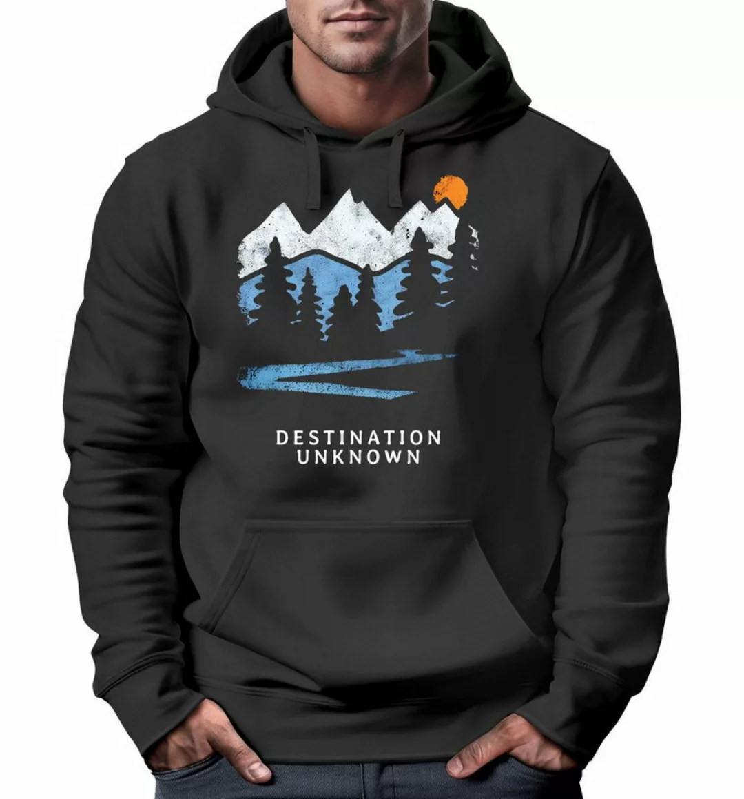 Neverless Hoodie Hoodie Herren Berge Wandern Adventure Outdoor Minimalistis günstig online kaufen