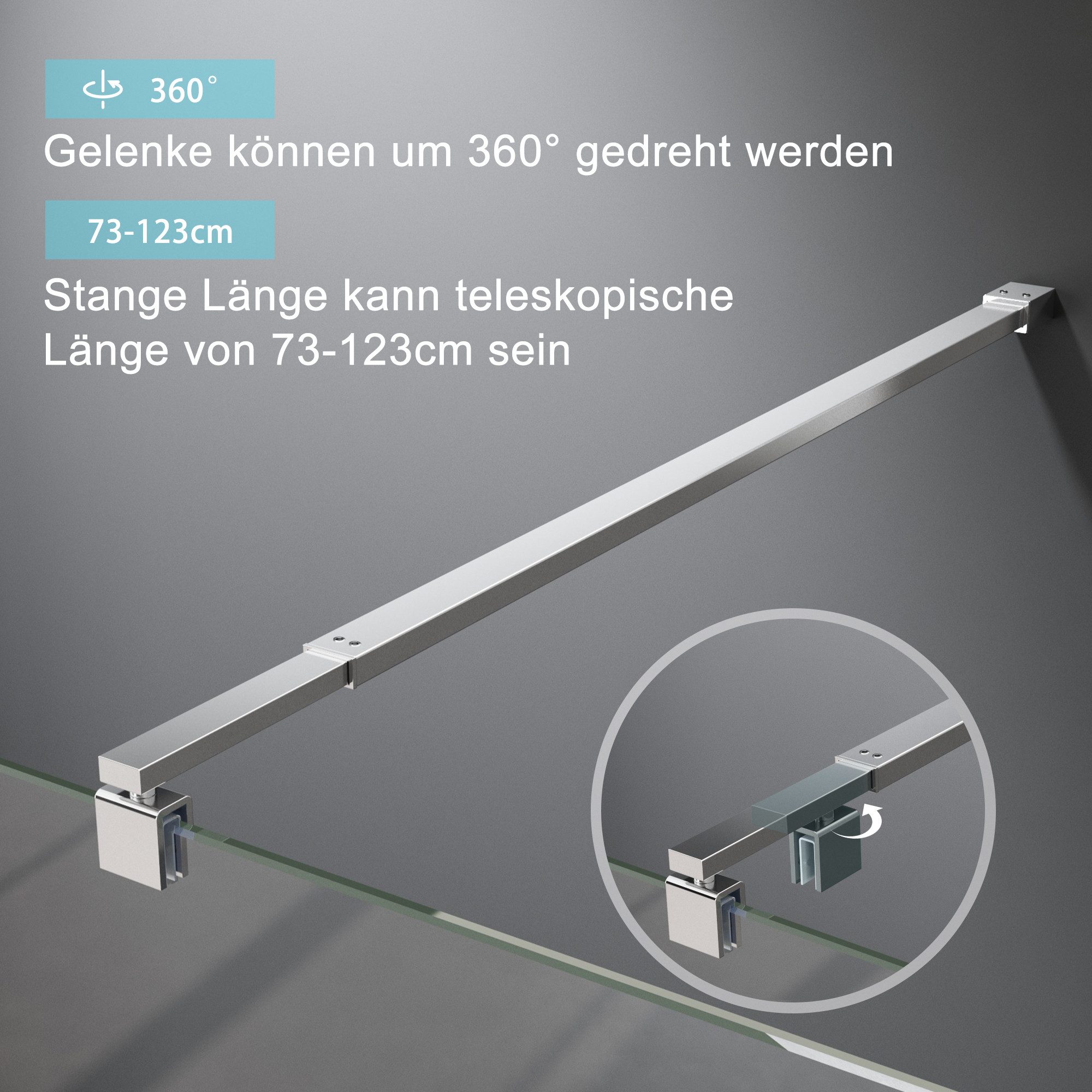 Boromal Duschwand-Stabilisationsstange Dusche Chrom für 5-10mm günstig online kaufen