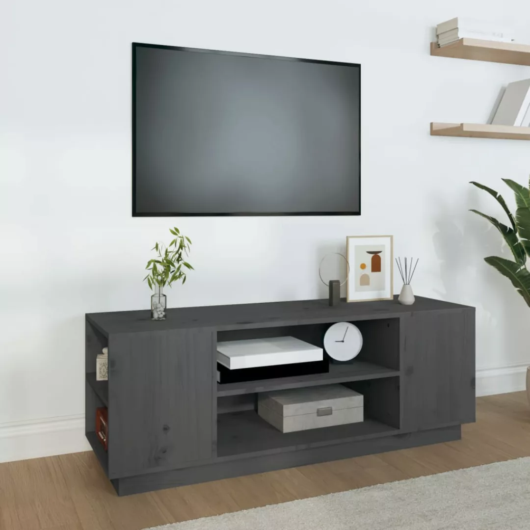 Vidaxl Tv-schrank Grau 110x35x40,5 Cm Massivholz Kiefer günstig online kaufen