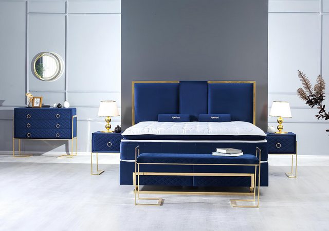 Xlmoebel Bett Blau Metallbett Schlafzimmermöbel Design Elegantes Luxuriöses günstig online kaufen