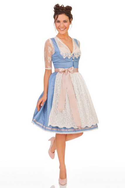 Krüger Madl Dirndl Midi Dirndl 2tlg. - LUZIA - hellblau günstig online kaufen