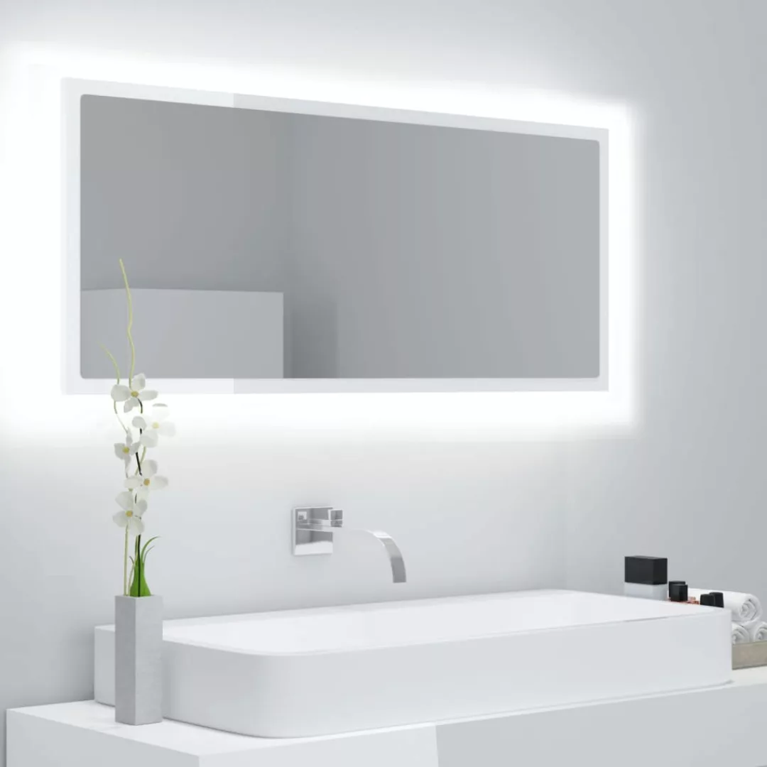 Led-badspiegel Hochglanz-weiß 100x8,5x37 Cm Spanplatte günstig online kaufen