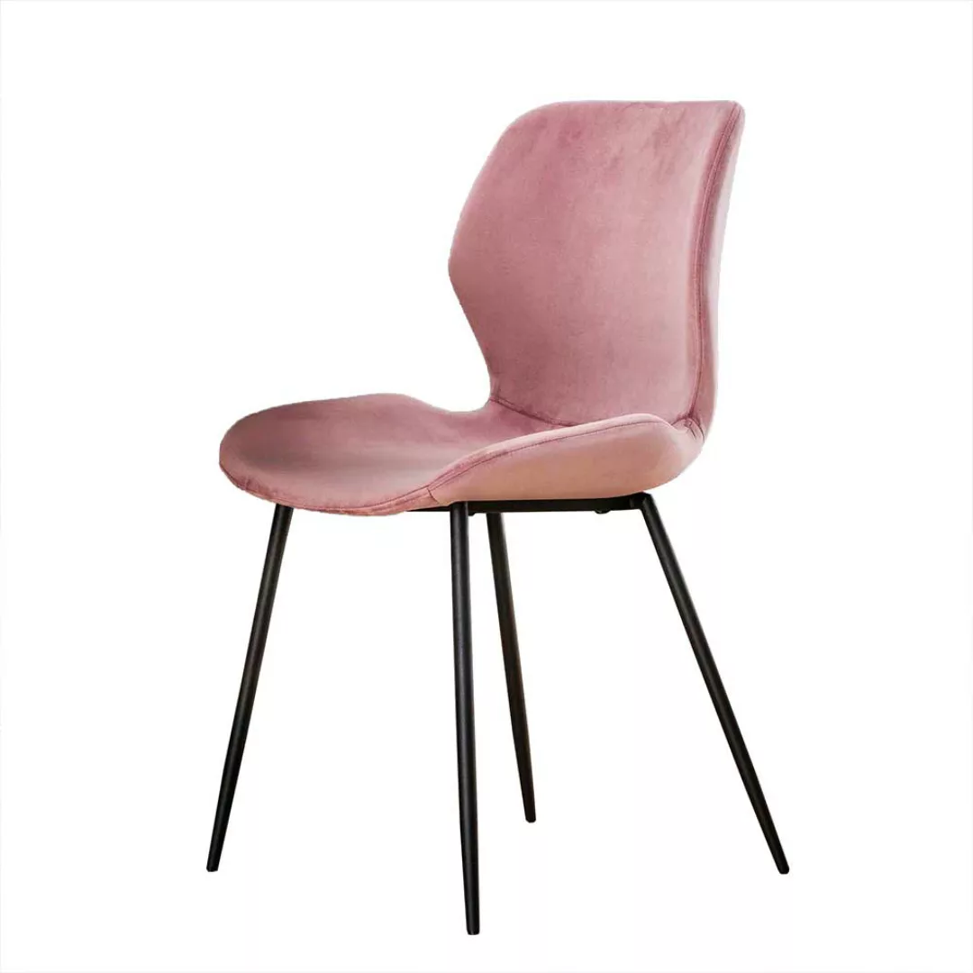 Rosa Esstisch Stühle mit Bezug aus Samt Gestell aus Metall (4er Set) günstig online kaufen