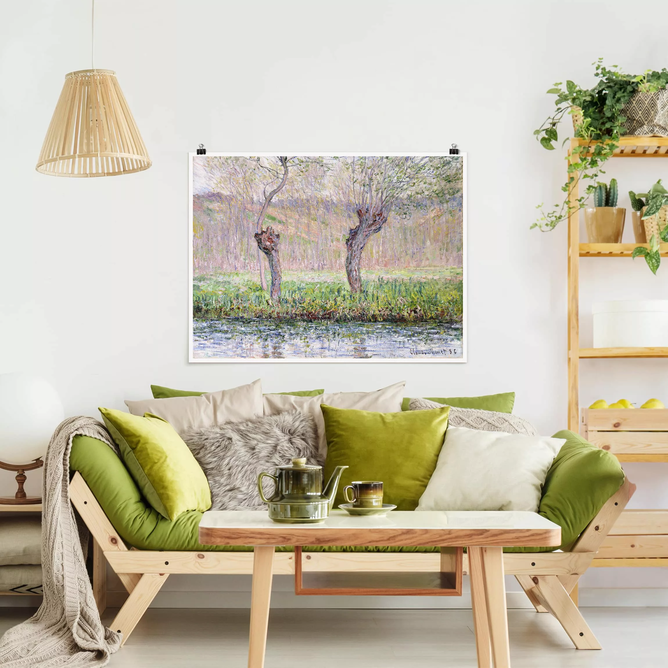 Poster Kunstdruck - Querformat Claude Monet - Weidenbäume Frühling günstig online kaufen