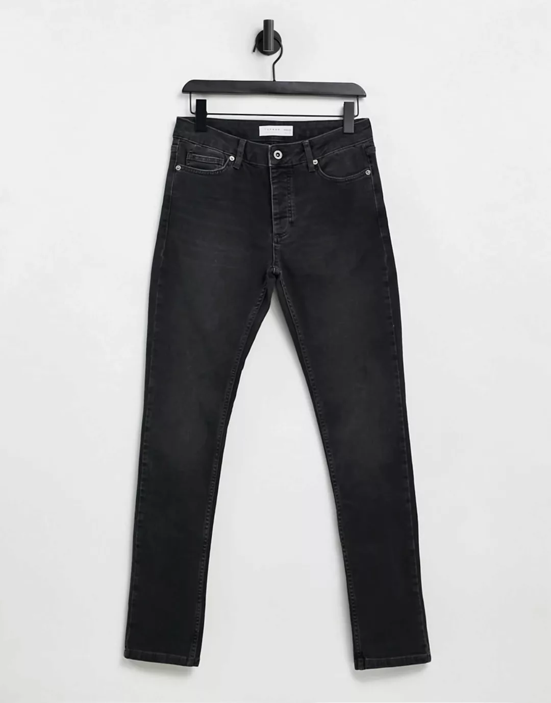 Topman – Eng geschnittene Stretch-Jeans aus Bio-Baumwollmix in Schwarz günstig online kaufen