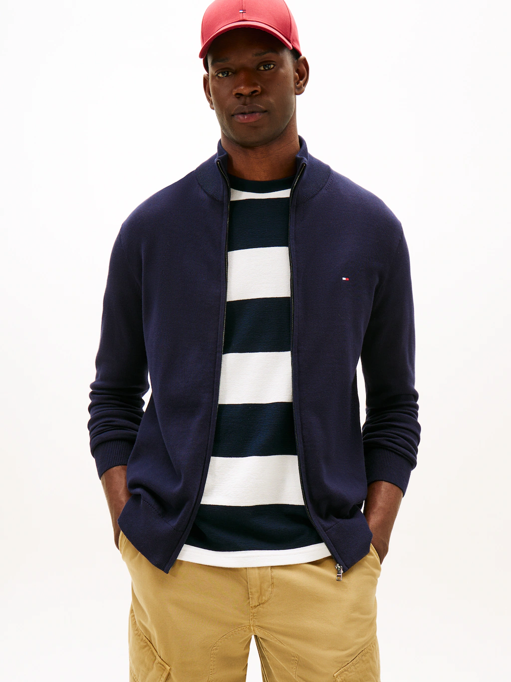 Tommy Hilfiger Strickjacke "ESSENTIAL COTTON ZIP THRU", mit Logostickerei günstig online kaufen