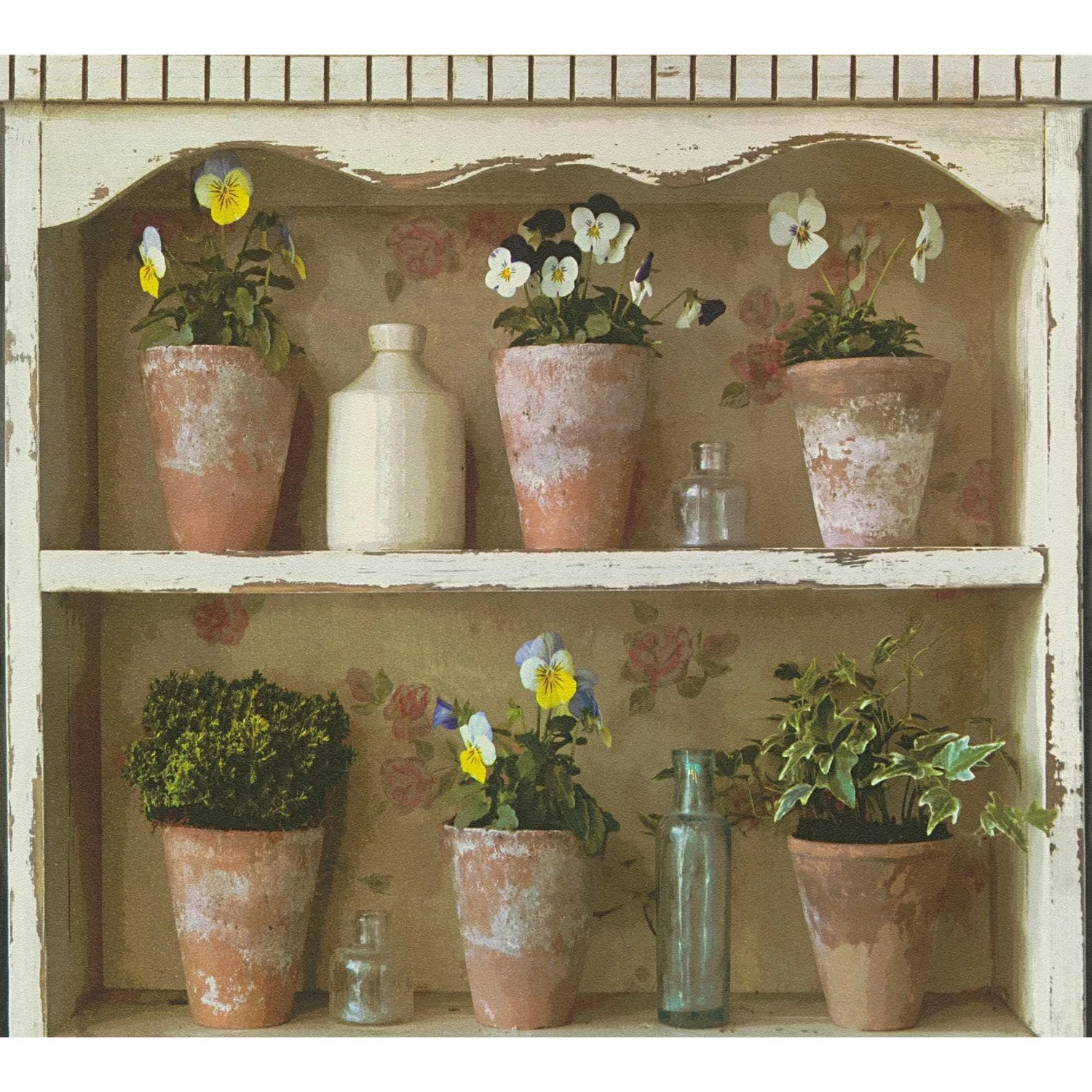 Bricoflor Vintage Tapete in 3D Optik ausgefallene Tapete mit Blumentöpfen i günstig online kaufen