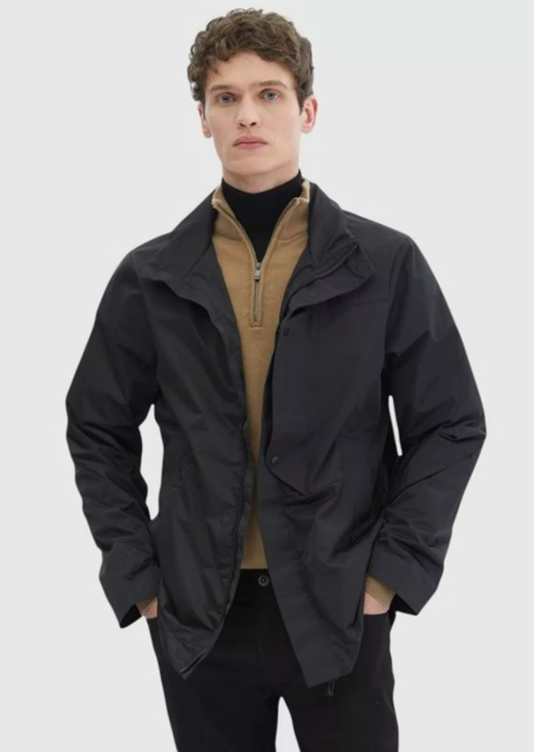 RAMSEY Winterjacke Schwarzer Webmantel günstig online kaufen