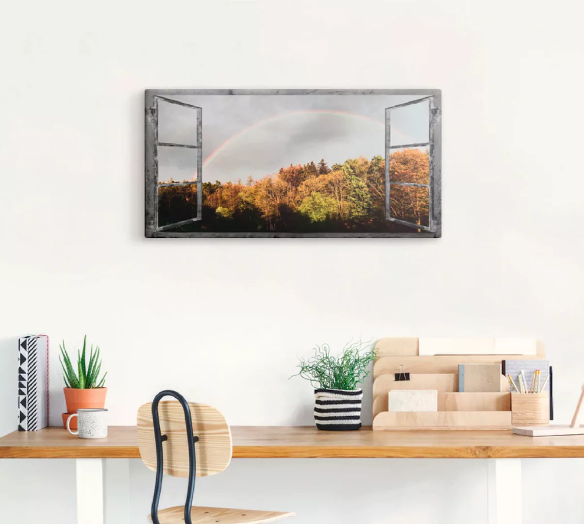 Artland Wandbild "Fensterblick - Regenbogen", Fensterblick, (1 St.), als Le günstig online kaufen