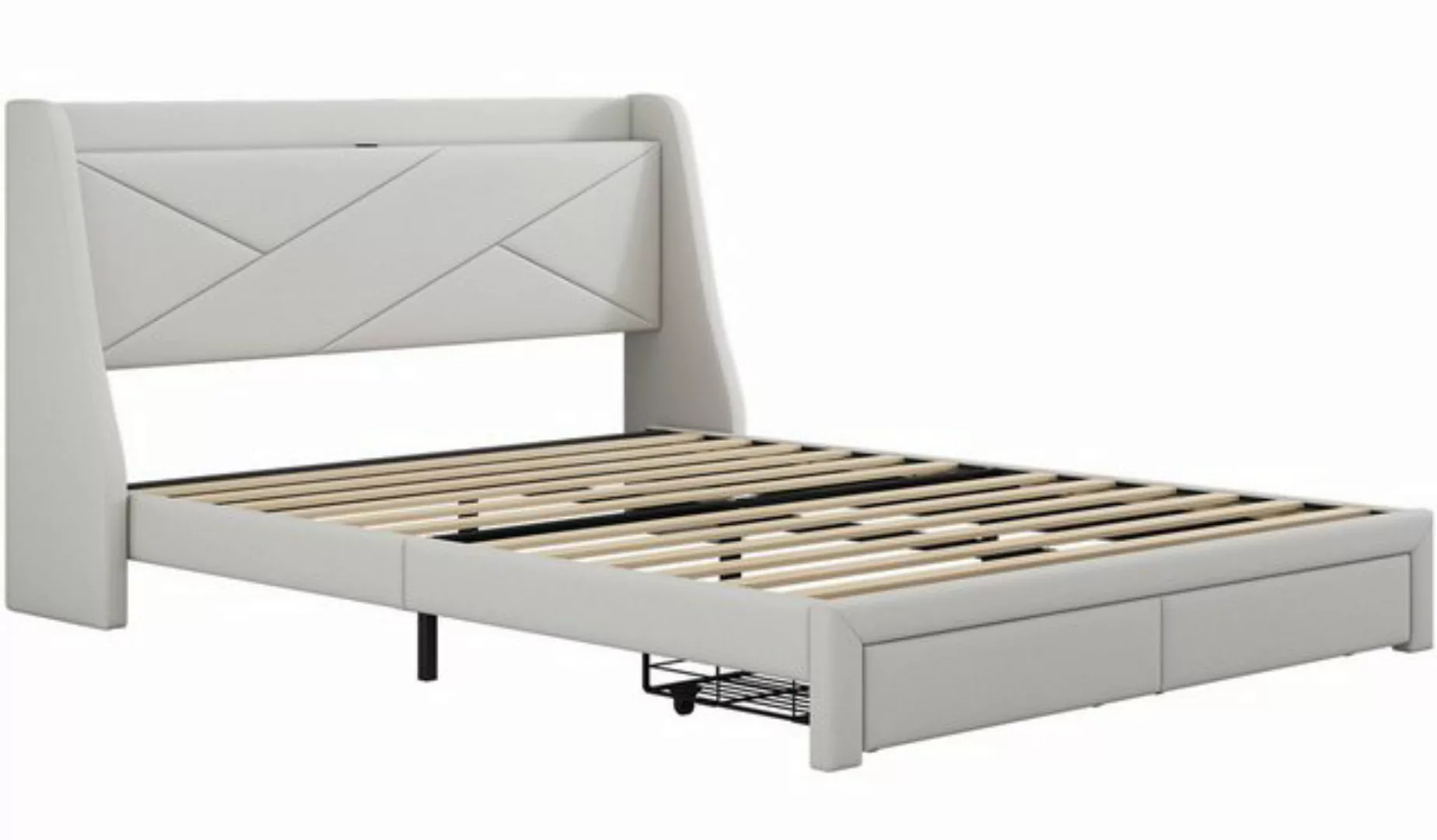 RIYO Polsterbett Mit USB-Steckdose Doppelbett Geeignet für Schlafzimmer/Gäs günstig online kaufen