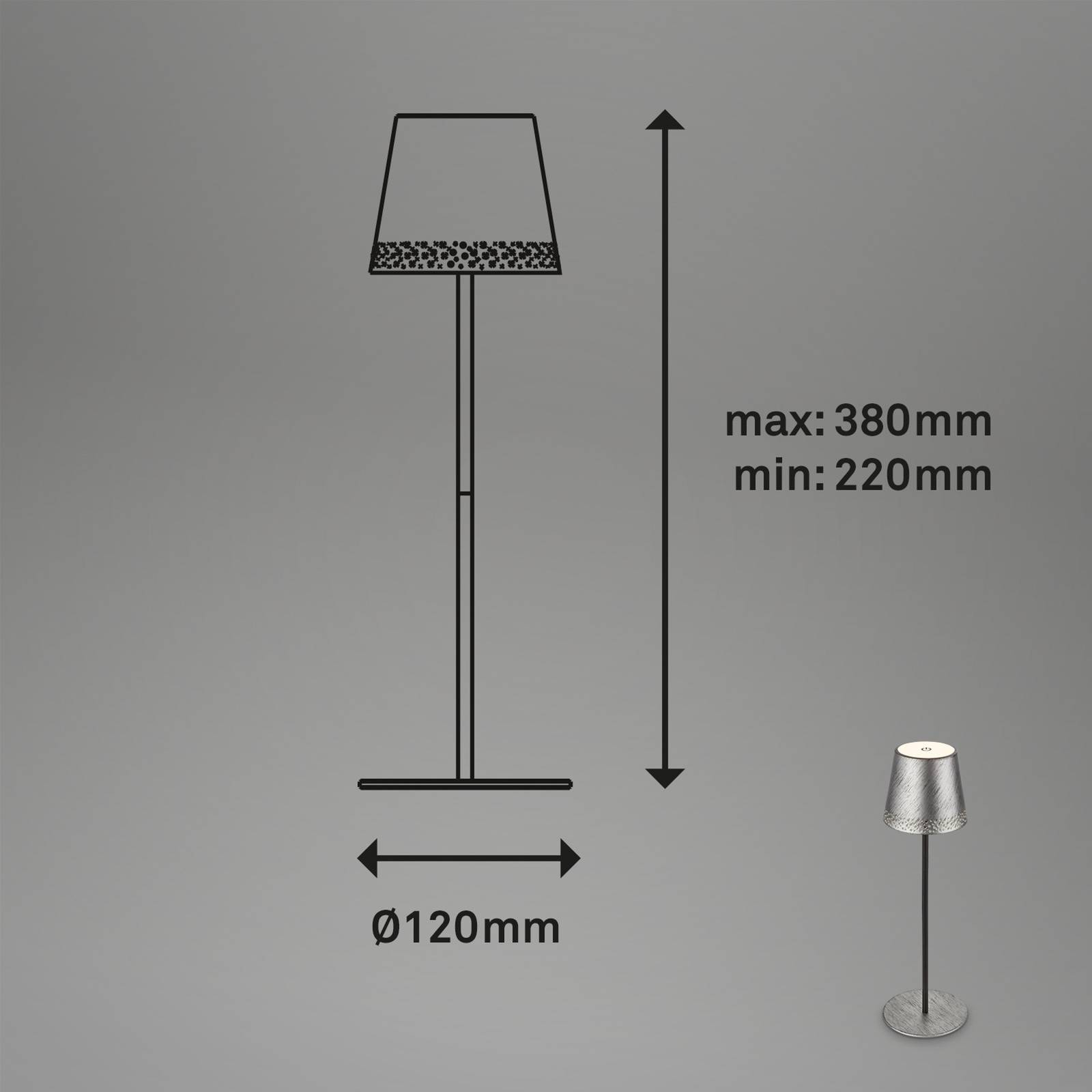 LED-Tischleuchte Kiki mit Akku 3.000K antik silber günstig online kaufen