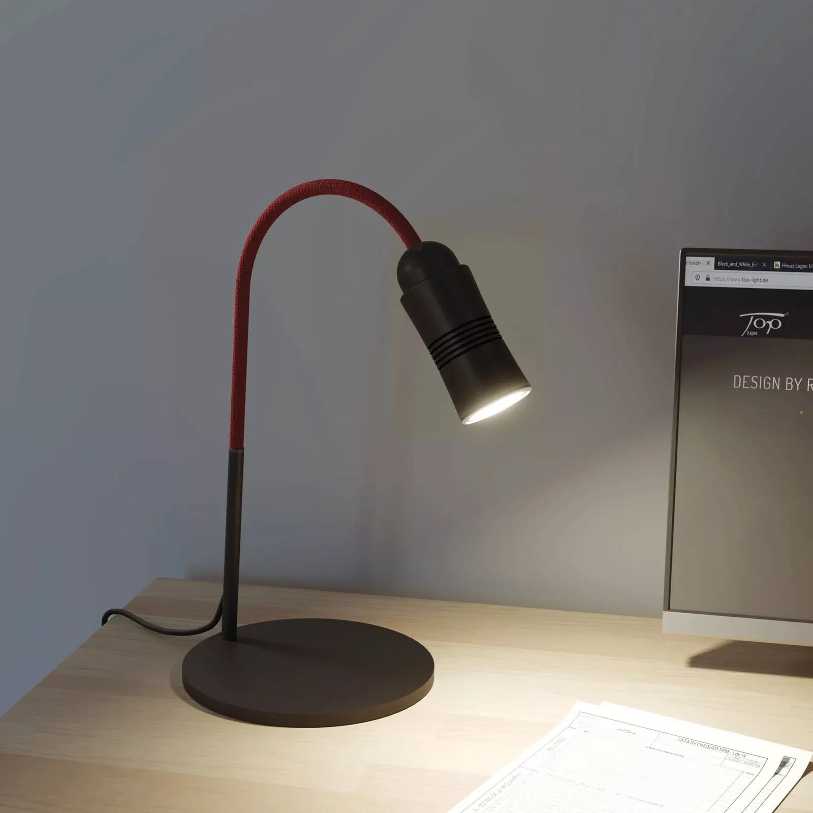 Neo! Table LED-Tischlampe dimmbar schwarz/rot günstig online kaufen