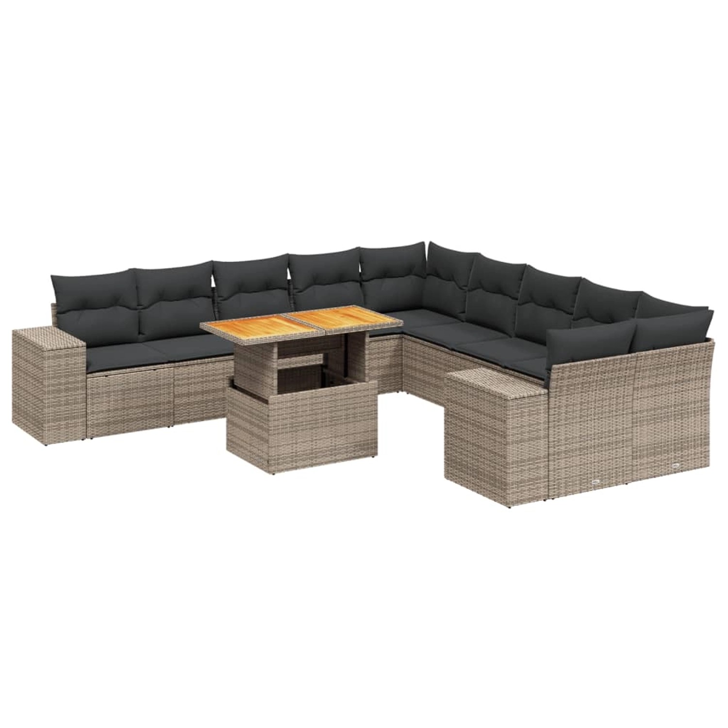 vidaXL 11-Tlg Garten-Sofagarnitur mit Kissen Grau Poly Rattan 3272831 günstig online kaufen
