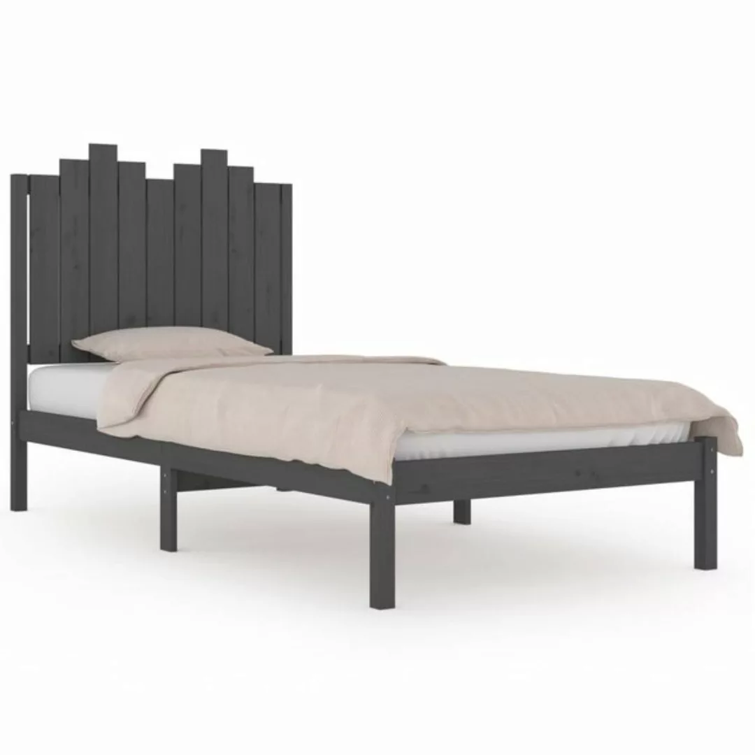 vidaXL Bett Massivholzbett Grau Kiefer 90x200 cm günstig online kaufen